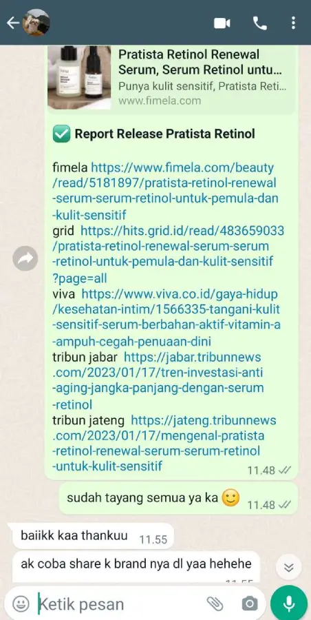artikel release pratista retinol